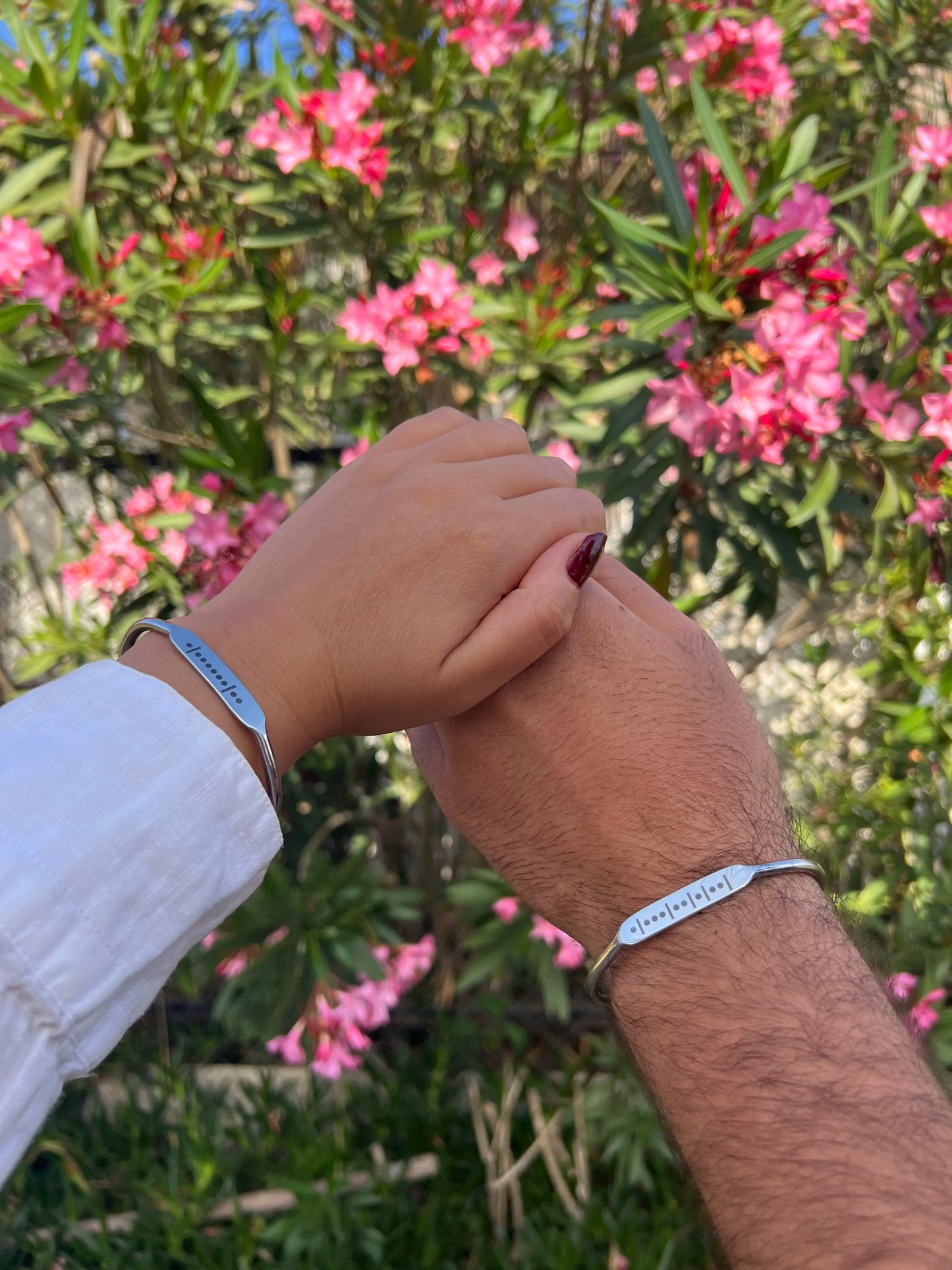 Morse Code Armbänder Gravur 2er Set
